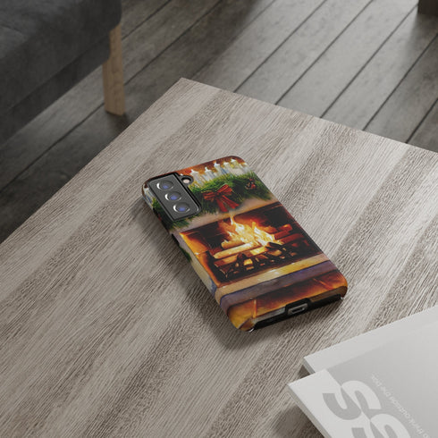 Candles on the Hearth Decorated for Christmas - Impact Resistant Phone Case